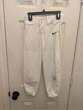 Nike Kids White Baseball Joggers with Black Swoosh size small 8/10